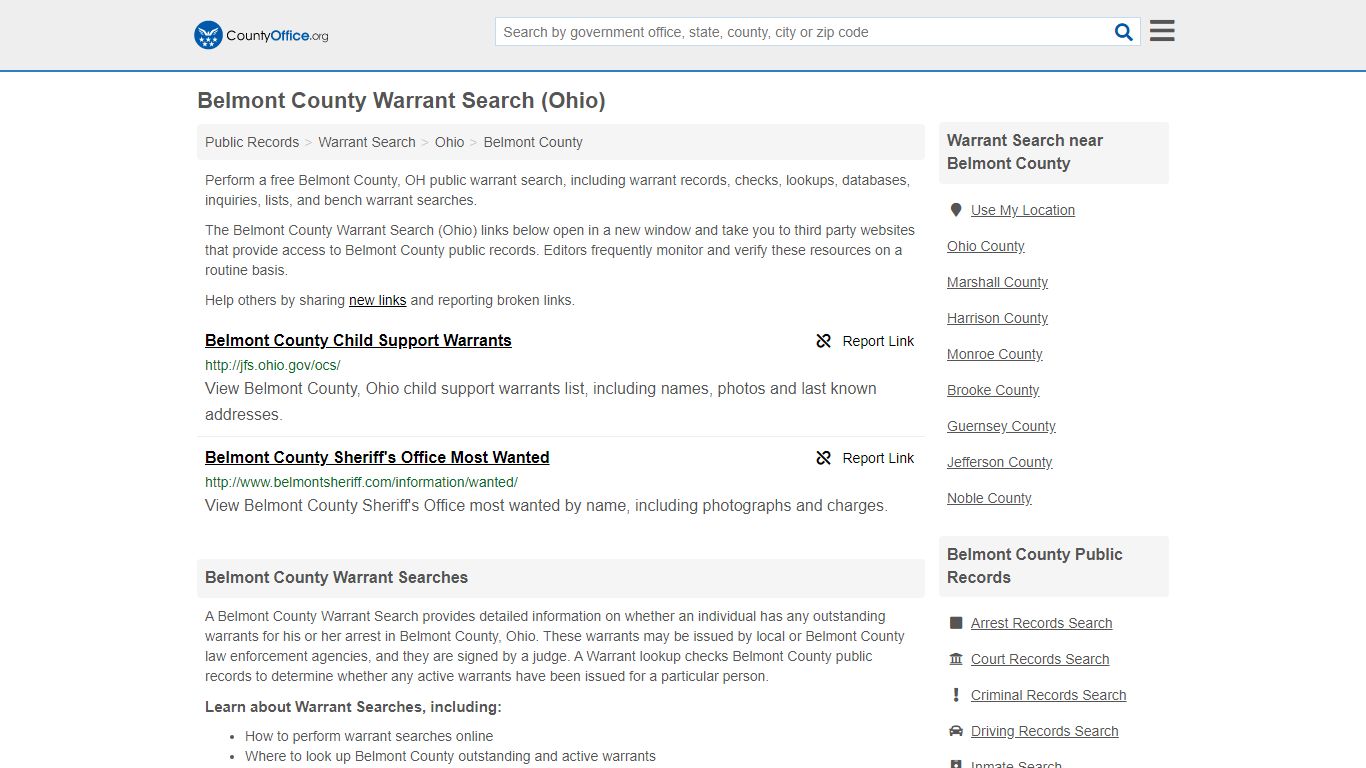Warrant Search - Belmont County, OH (Warrant Checks & Lookups)